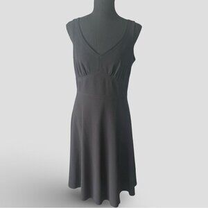 Tobias Black V Neck Sleeveless Fit and Flare Dress Made in Canada